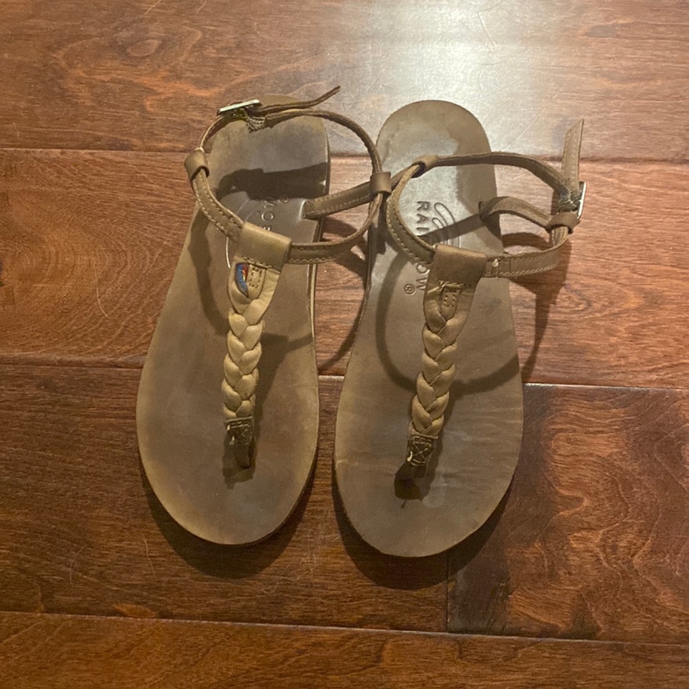 Rainbow T-strap sandals